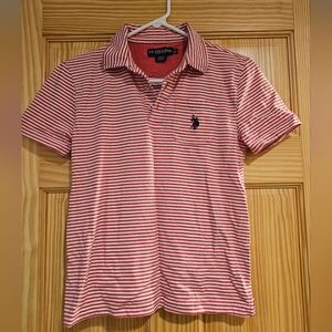 U.S. Polo Assn. 10/12 Large Red Striped Boys Polo Shirt